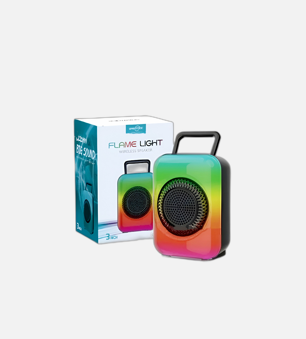 Mini Portable 3-Inch Wireless Speaker with Rechargeable Battery and Flame Lighting Effect