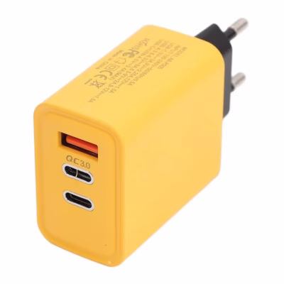 65W Fast Charger with Dual USB-C and USB-A Ports